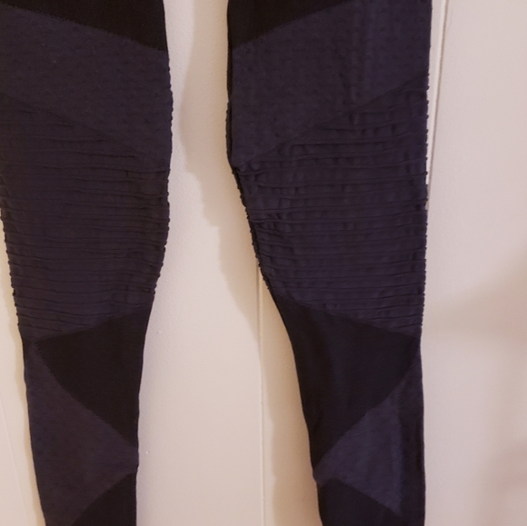 SPANX Leggings XS/TP double layer shaping waistband biker black blue seam free - Picture 6 of 11